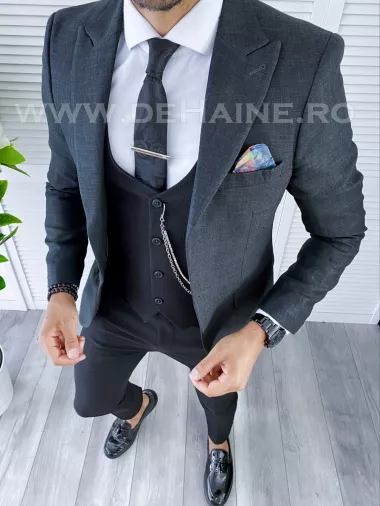 Sacou barbati gri petrol slim fit B5584 P20-2.2